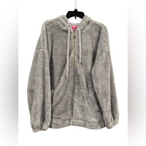 Women’s Lilly Pulitzer Suri Hooded Sherpa Lunar Gray W/ Silver Shimmer: XL